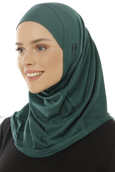 Hanfendy Plain Logo - Dark Green One-Piece Hijab