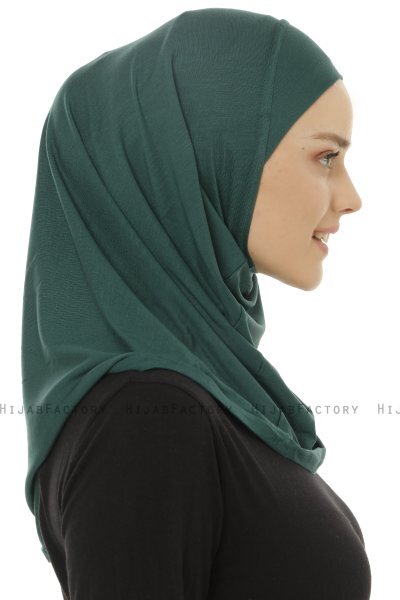 Hanfendy Plain Logo - Dark Green One-Piece Hijab