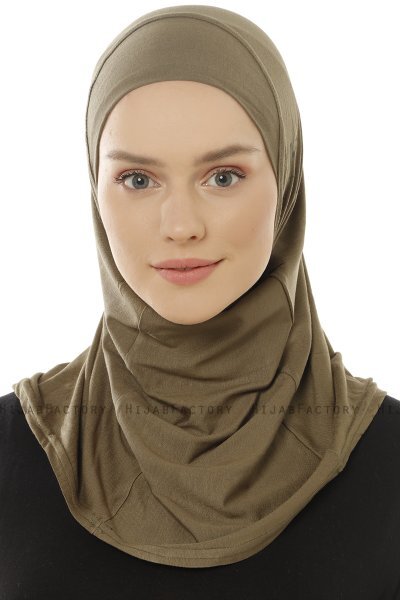 Hanfendy Plain Logo - Khaki One-Piece Hijab
