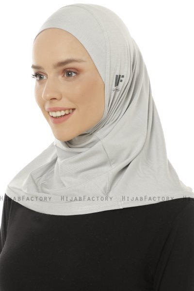 Hanfendy Plain Logo - Light Grey One-Piece Hijab