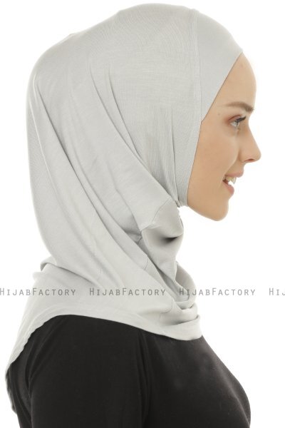 Hanfendy Plain Logo - Light Grey One-Piece Hijab