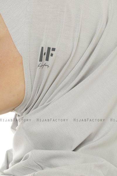 Hanfendy Plain Logo - Light Grey One-Piece Hijab