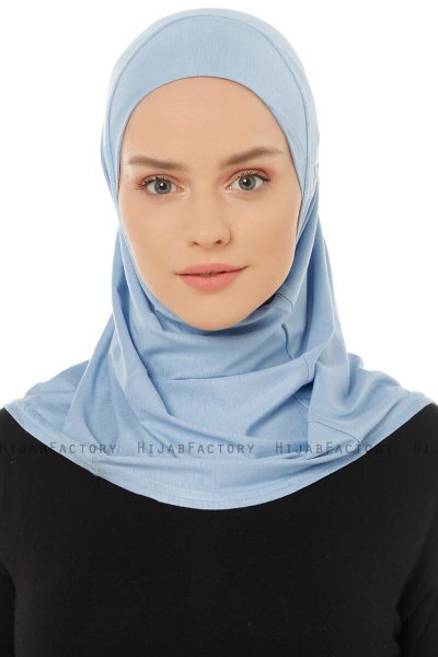 Hanfendy Plain Logo - Light Blue One-Piece Hijab