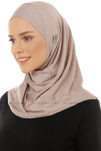 Hanfendy Plain Logo - Stone Grey One-Piece Hijab
