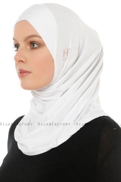 Hanfendy Cross Logo - White One-Piece Hijab