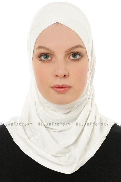 Hanfendy Cross Logo - Creme One-Piece Hijab