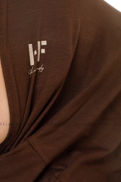 Hanfendy Cross Logo - Brown One-Piece Hijab