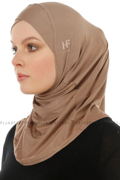 Hanfendy Cross Logo - Dark Taupe One-Piece Hijab