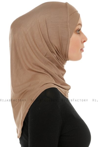 Hanfendy Cross Logo - Dark Taupe One-Piece Hijab