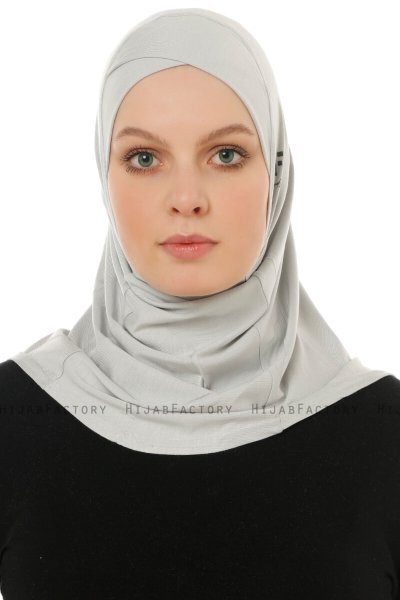 Hanfendy Cross Logo - Light Grey One-Piece Hijab