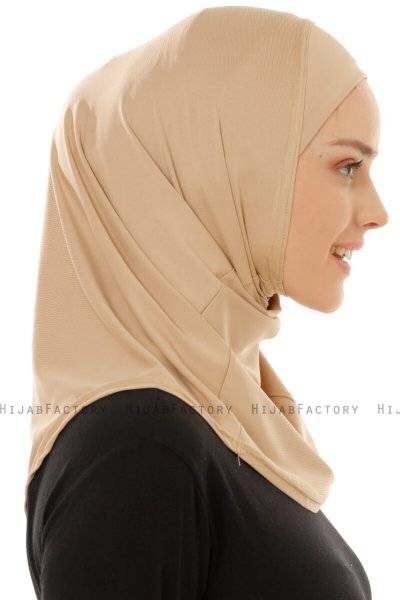 Micro Plain - Beige One-Piece Hijab - Ecardin
