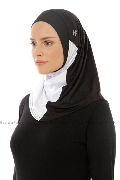 Esin - Black & White & Light Grey One-Piece Hijab
