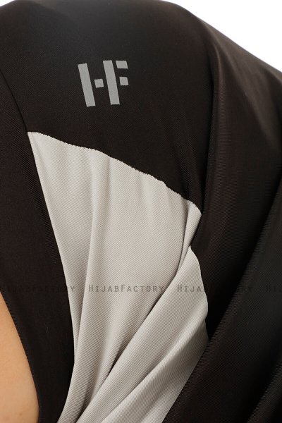 Esin - Black & Light Grey & Anthracite One-Piece Hijab