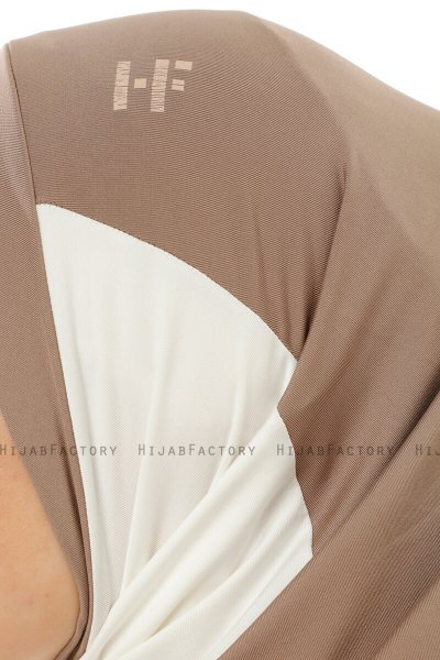 Esin - Dark Taupe & Creme & Light Taupe One-Piece Hijab