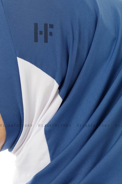 Esin - Indigo & White & Navy Blue One-Piece Hijab
