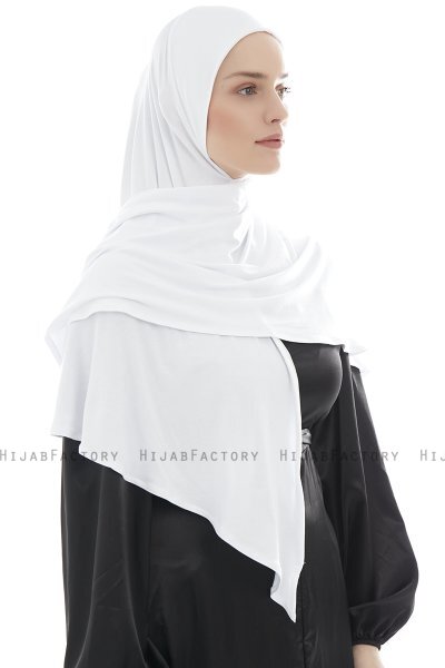 Ajda - White Zipper Hijab