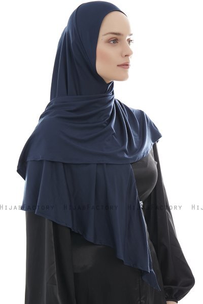 Ajda - Navy Blue Zipper Hijab