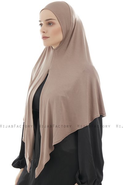 Ajda - Dark Taupe Zipper Hijab