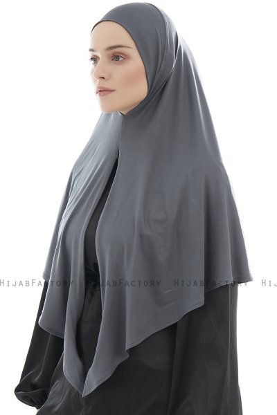 Ajda - Dark Grey Zipper Hijab