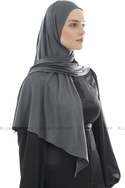 Ajda - Dark Grey Zipper Hijab