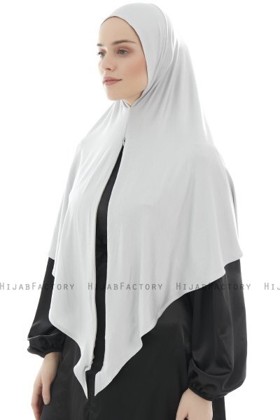 Ajda - Light Grey Zipper Hijab