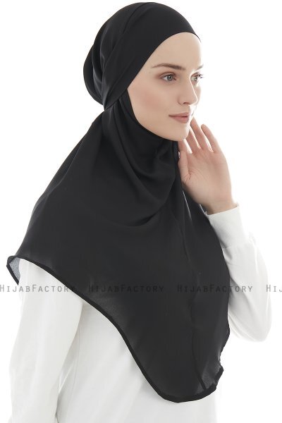 Ebrar - Black Crepe Chiffon Al Amira Hijab