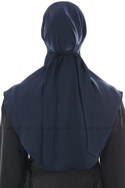 Ebrar - Navy Blue Crepe Chiffon Al Amira Hijab