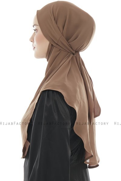 Ebrar - Brown Crepe Chiffon Al Amira Hijab