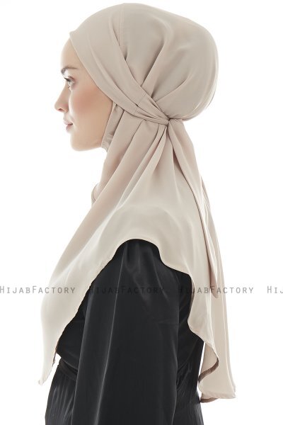 Ebrar - Light Taupe Crepe Chiffon Al Amira Hijab