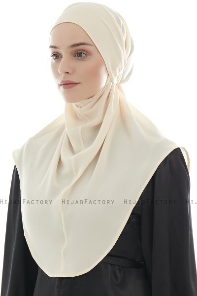 Ebrar - Light Beige Crepe Chiffon Al Amira Hijab