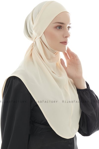 Ebrar - Light Beige Crepe Chiffon Al Amira Hijab