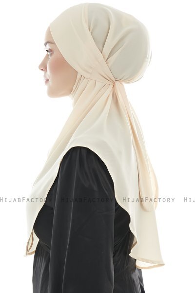 Ebrar - Light Beige Crepe Chiffon Al Amira Hijab