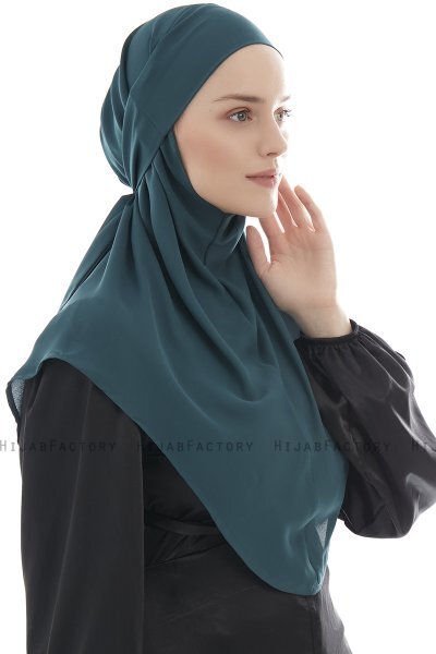 Ebrar - Dark Green Crepe Chiffon Al Amira Hijab