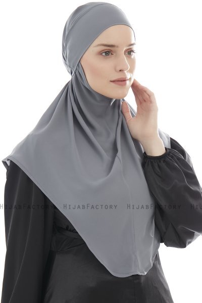 Ebrar - Dark Grey Crepe Chiffon Al Amira Hijab