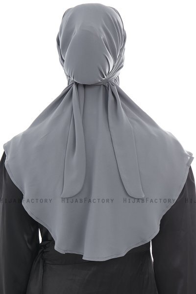 Ebrar - Dark Grey Crepe Chiffon Al Amira Hijab