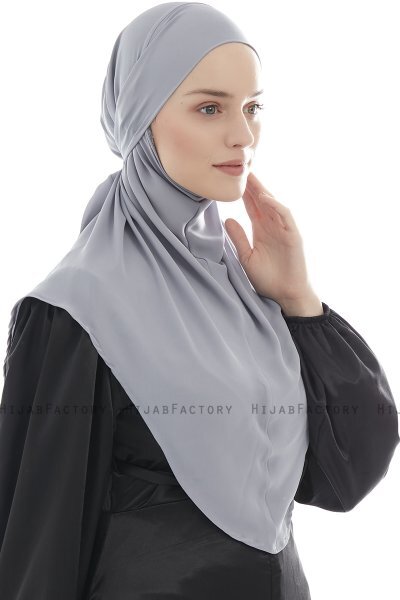 Ebrar - Light Grey Crepe Chiffon Al Amira Hijab