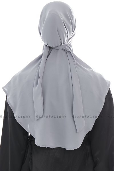 Ebrar - Light Grey Crepe Chiffon Al Amira Hijab