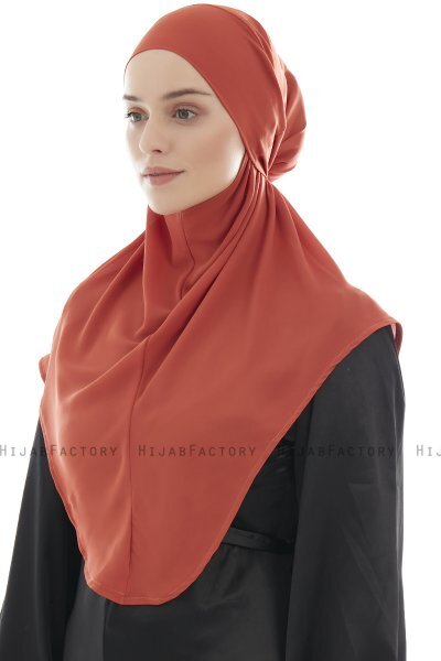 Ebrar - Brick Red Crepe Chiffon Al Amira Hijab