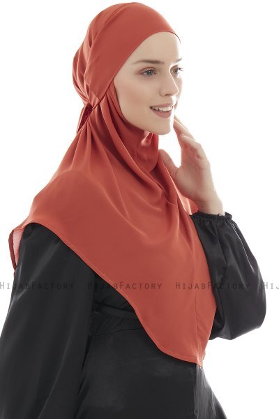 Ebrar - Brick Red Crepe Chiffon Al Amira Hijab