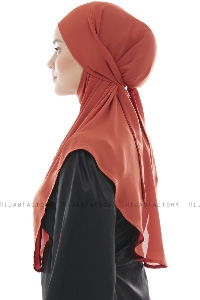 Ebrar - Brick Red Crepe Chiffon Al Amira Hijab