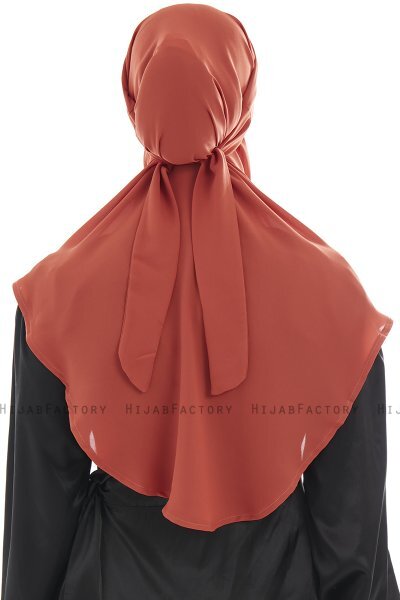 Ebrar - Brick Red Crepe Chiffon Al Amira Hijab