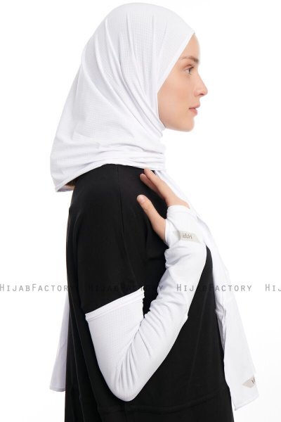 Azize - White Pro Scarf Sport Hijab Set