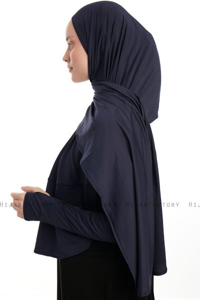 Azize - Navy Blue Pro Scarf Sport Hijab Set