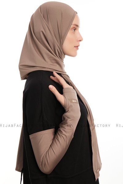 Azize - Dark Taupe Pro Scarf Sport Hijab Set