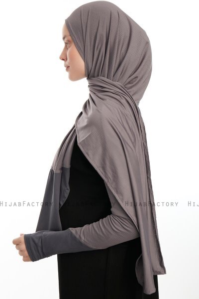 Azize - Dark Grey Pro Scarf Sport Hijab Set