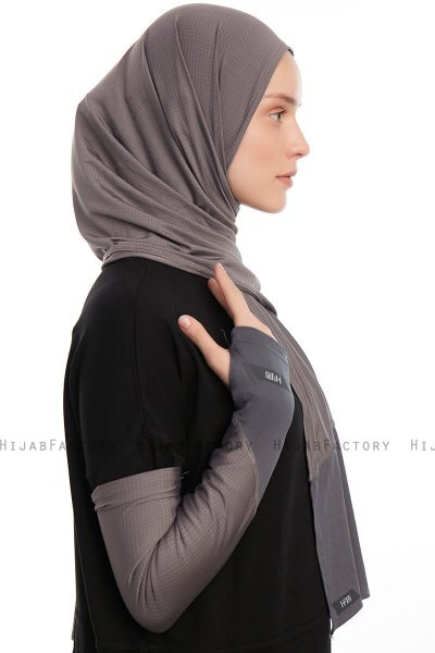 Azize - Dark Grey Pro Scarf Sport Hijab Set