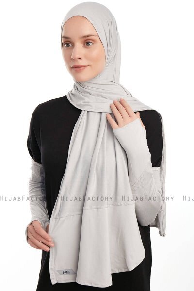 Azize - Light Grey Pro Scarf Sport Hijab Set