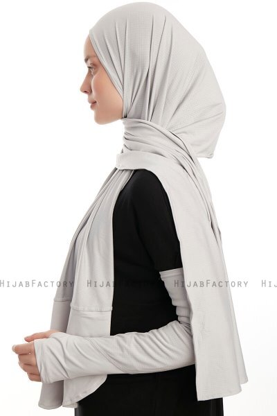 Azize - Light Grey Pro Scarf Sport Hijab Set