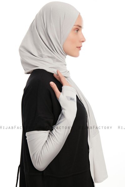 Azize - Light Grey Pro Scarf Sport Hijab Set