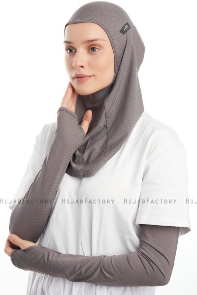 Bayda - Dark Grey Pro Sport Hijab Set
